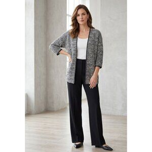 H&M Divided Open Front Black & White Knit Cardigan Size Small 3/4 Sleeves